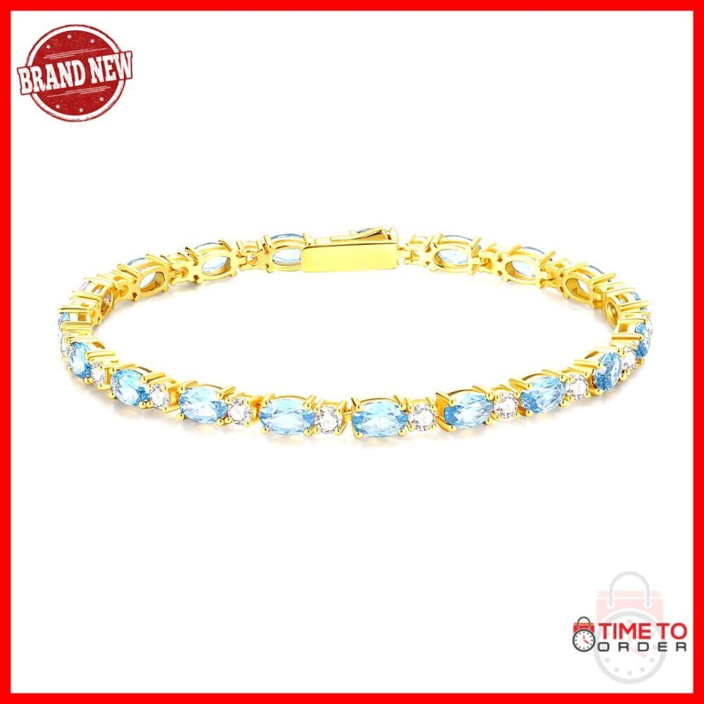 Sterling Silver Tennis Bracelet 7" Birthstone Jewelry Gift for Women